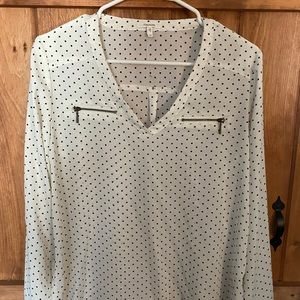 Maurices White Polka Dot Blouse
